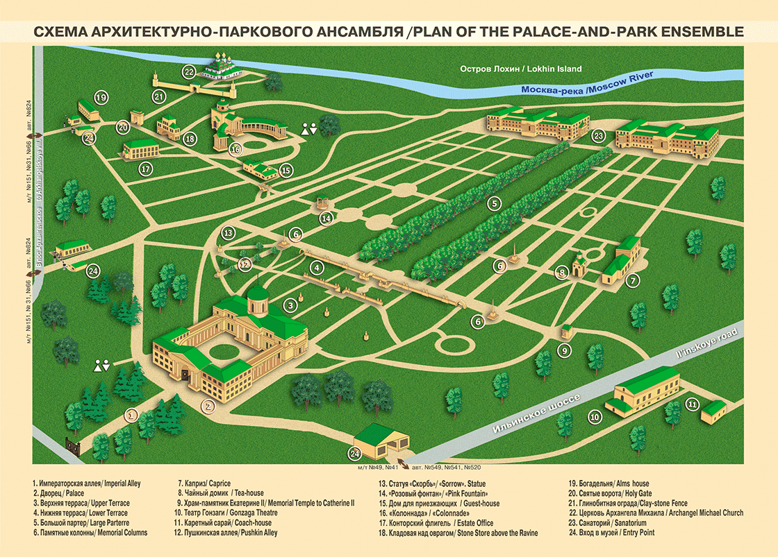 схема парка архангельское